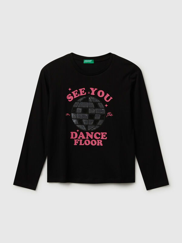 Cotton t-shirt with sequins Junior Girl