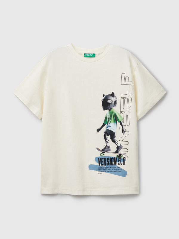 White t-shirt with front print Junior Boy