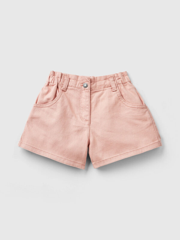 Paperbag shorts in stretch cotton Junior Girl