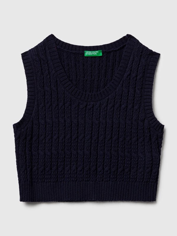 Knit vest with cables Junior Girl