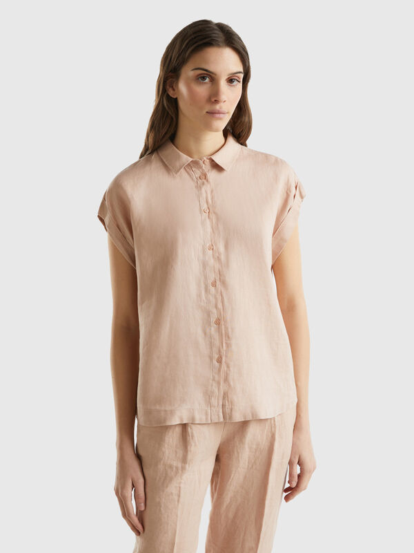 Boxy fit shirt in pure linen Women