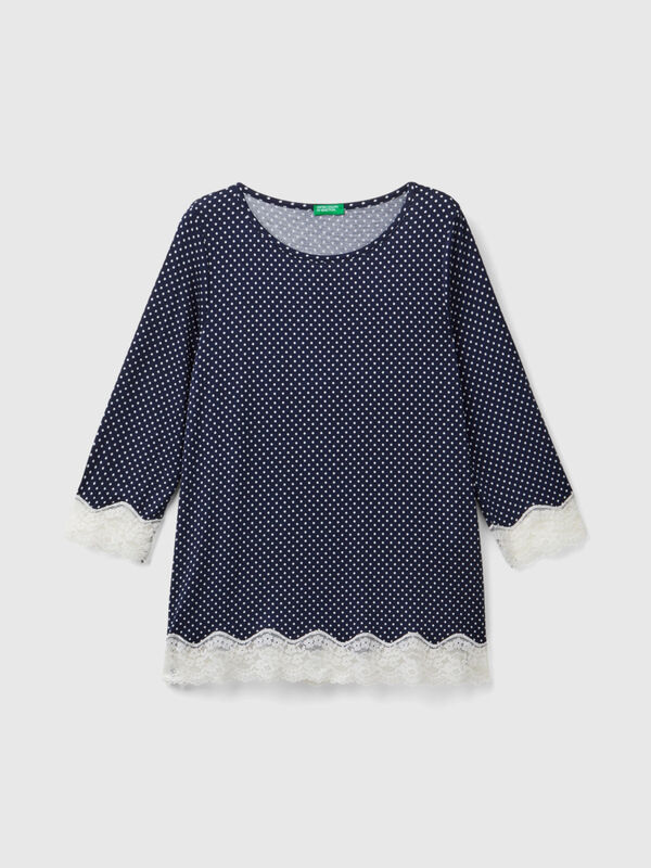 Polka dot t-shirt with lace detail Women