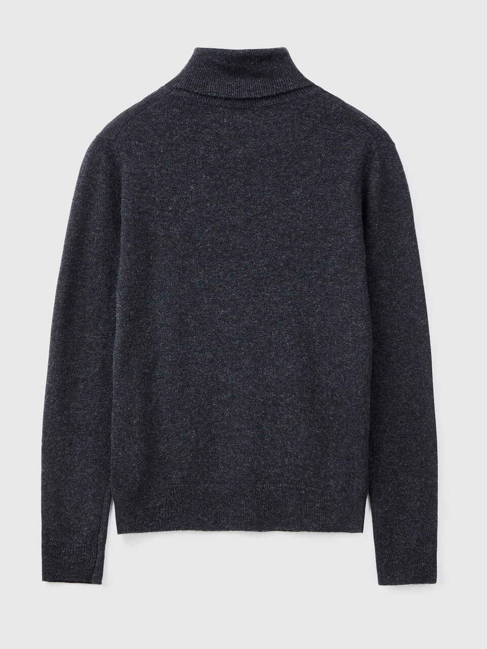 Charcoal gray turtleneck sweater in pure Merino wool - Dark Gray | Benetton