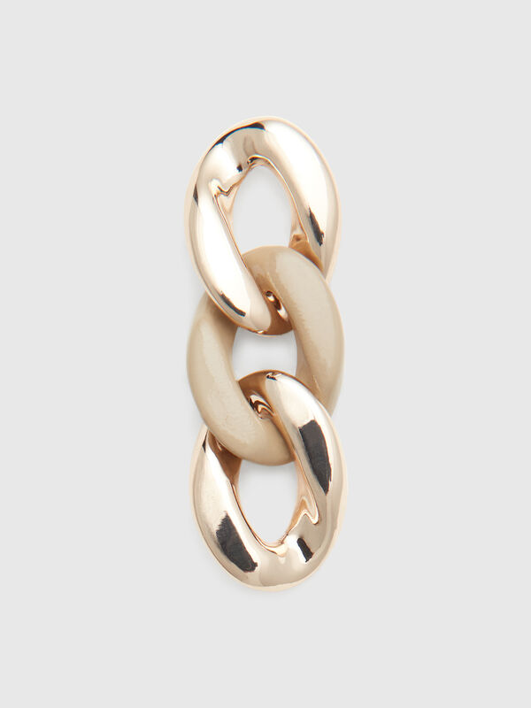 Gold and beige chain drop earrings Women