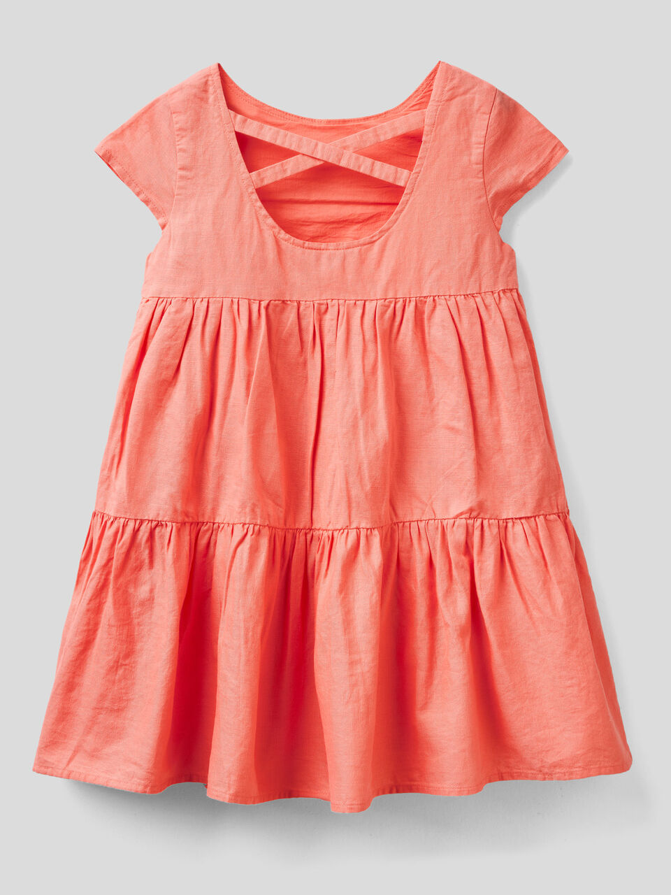 Frilled dress in linen blend image number 2