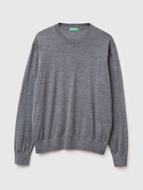 Gray sweater in pure Merino wool Men