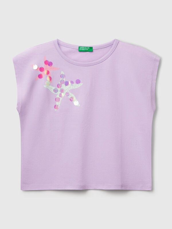T-shirt with print and sequins Junior Girl