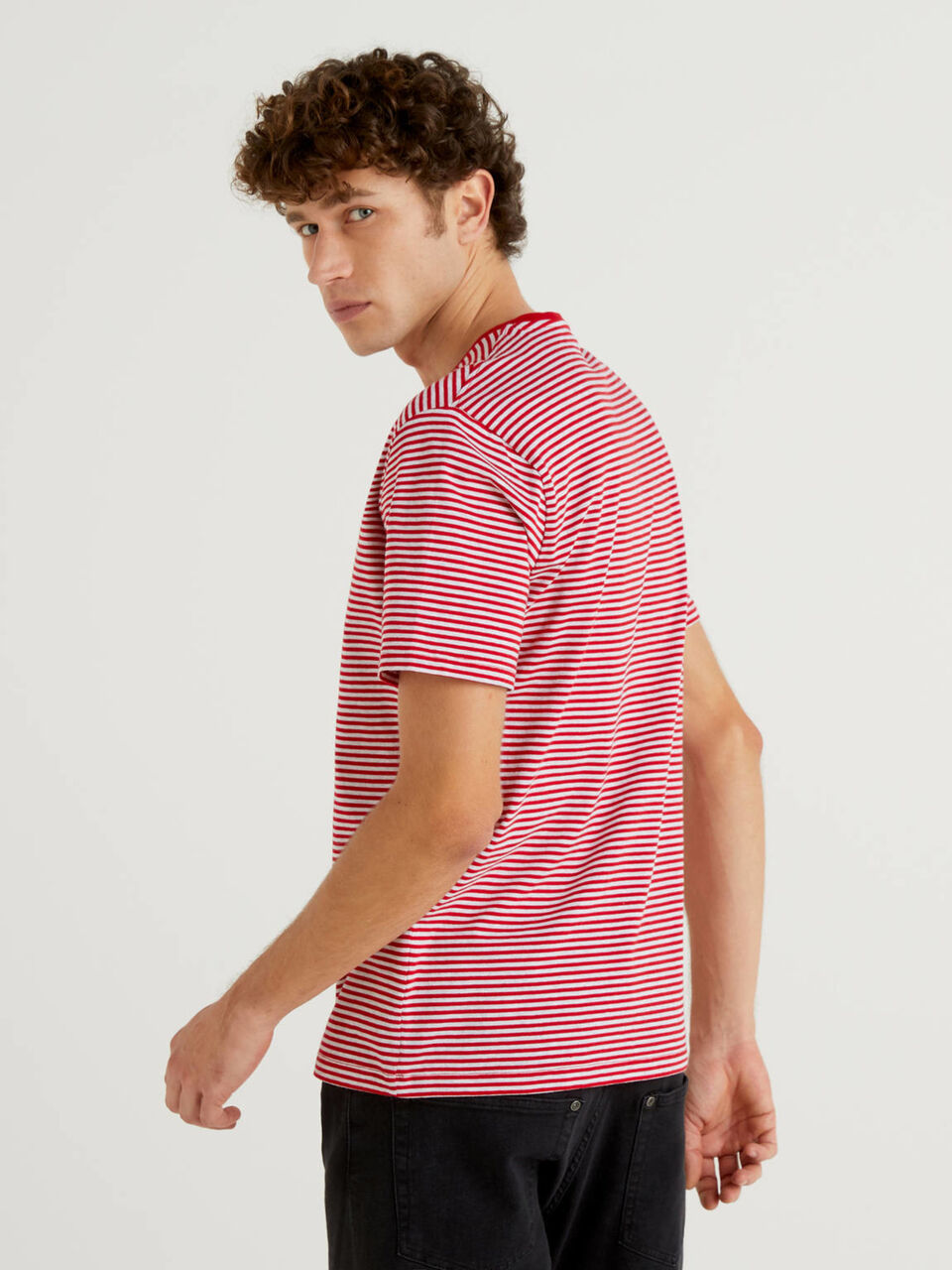Striped t-shirt in pure cotton Men image number null