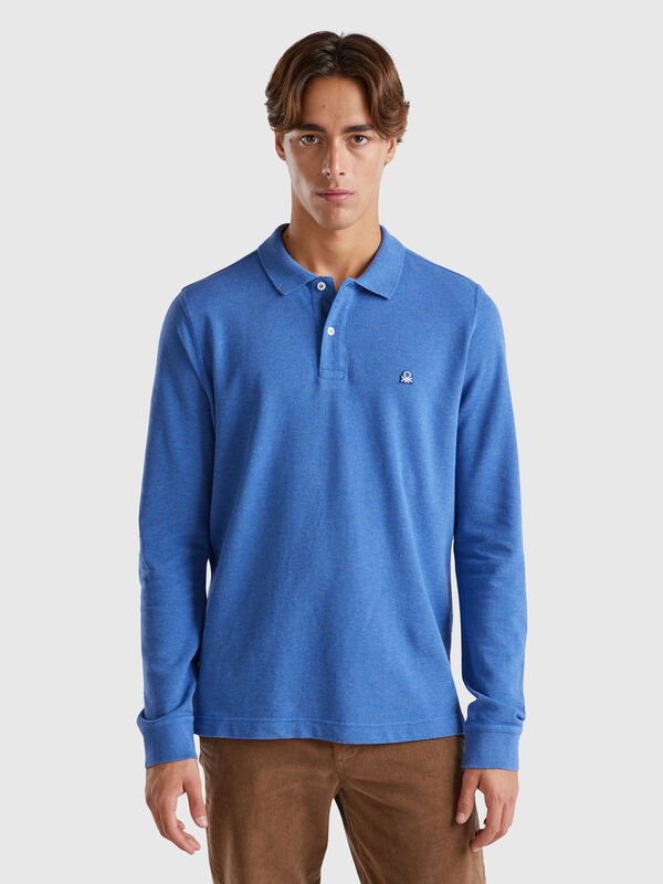 Melange polo shirt in organic cotton Men