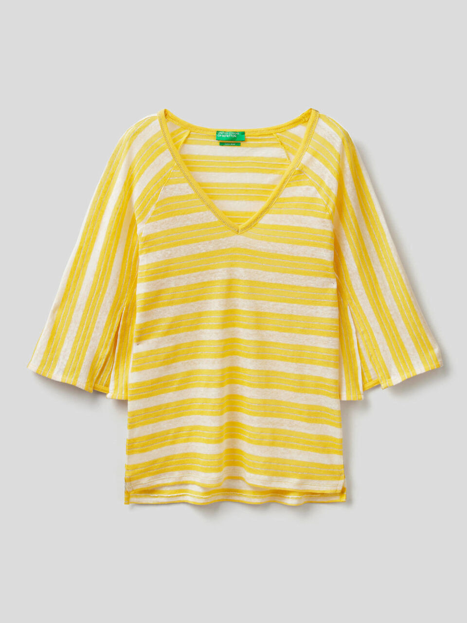 Striped t-shirt with 3/4 sleeves image number 1