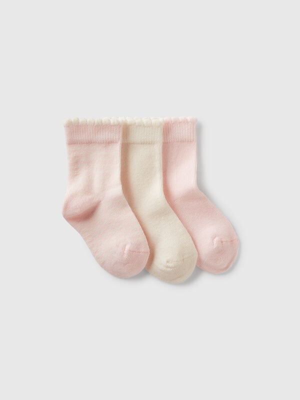 Three pairs of pink and cream socks New Born (0-18 months)