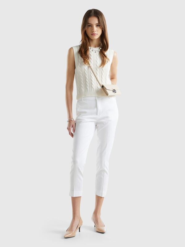 Cropped chinos in stretch cotton Women