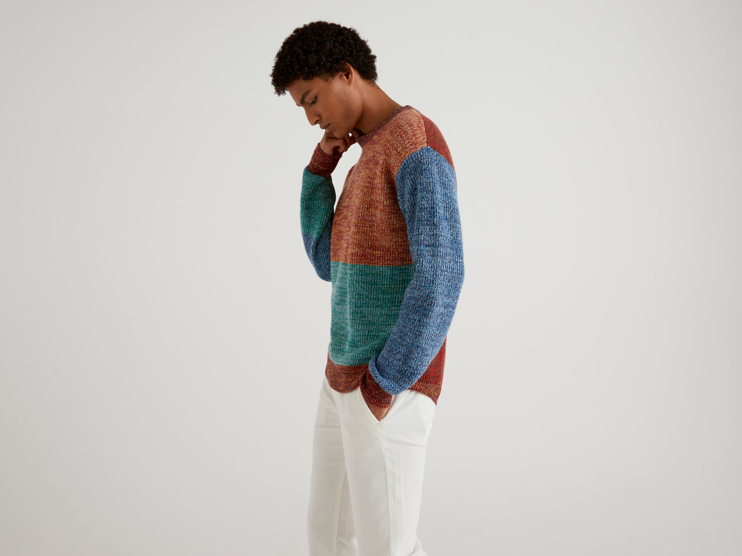Color block sweater in cashmere blend image number 3