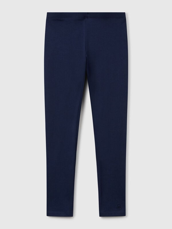 Stretch cotton leggings with logo Junior Girl
