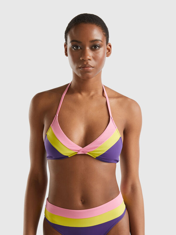 Striped triangle swim top in ECONYL® Women