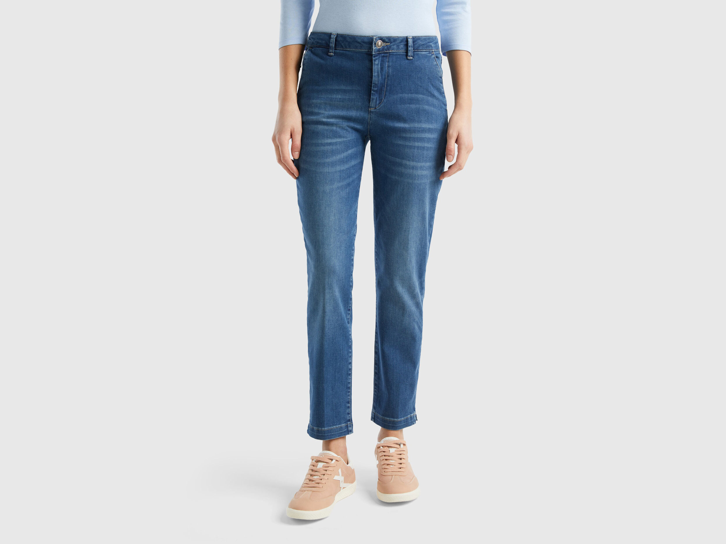 Slim fit denim chinos Blue Benetton