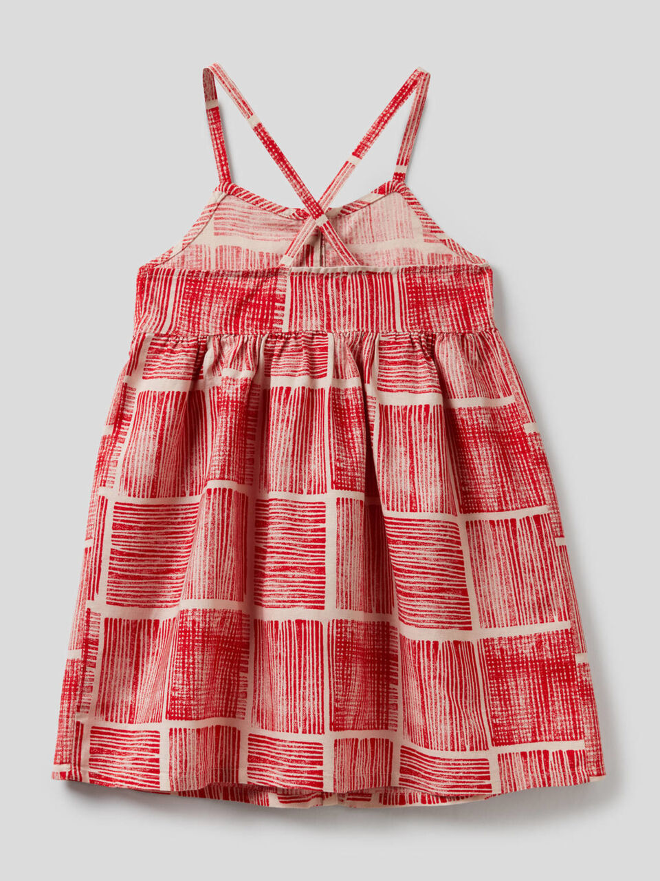 Printed dress in cotton linen blend image number null
