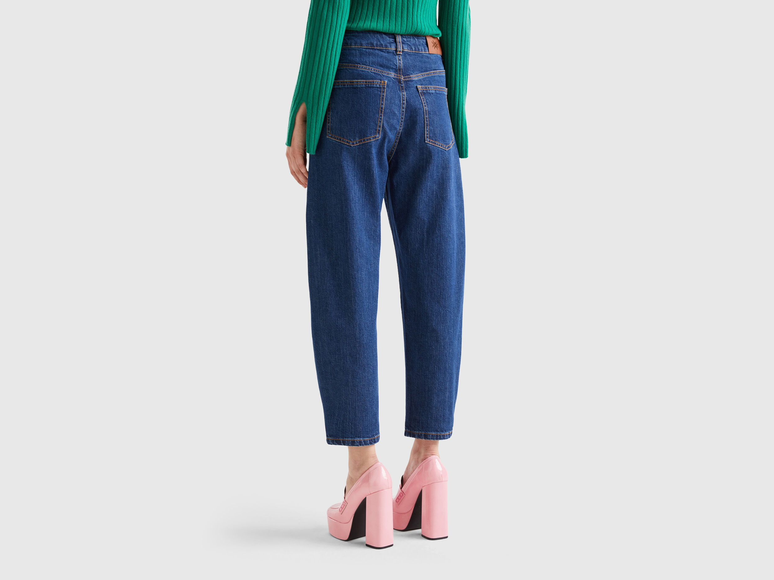100 cotton balloon fit jeans Blue Benetton