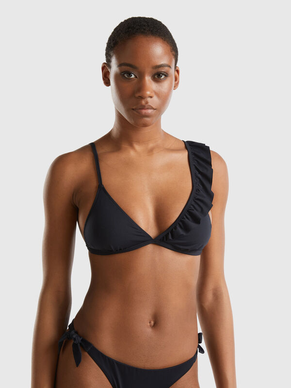 Triangle bikini top with frill in ECONYL® Women