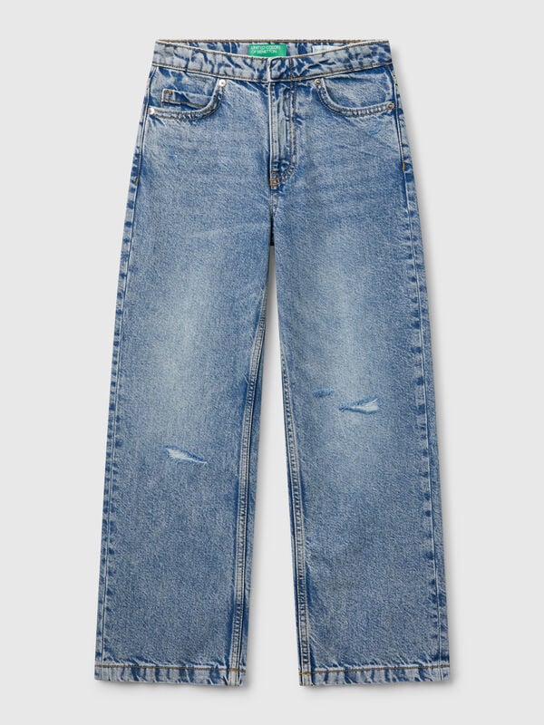Straight leg jeans with tears Junior Girl