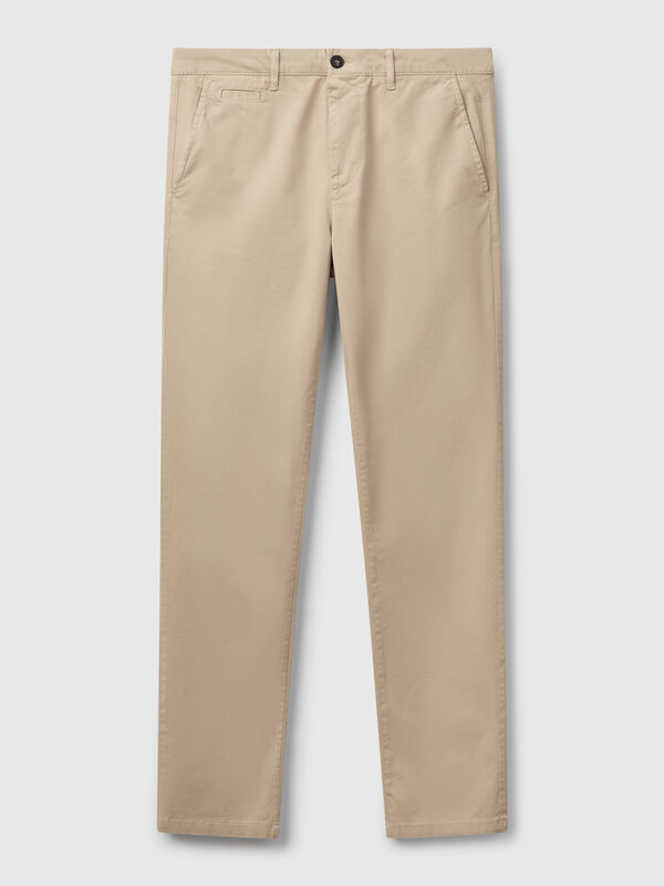 Beige slim fit chinos Men