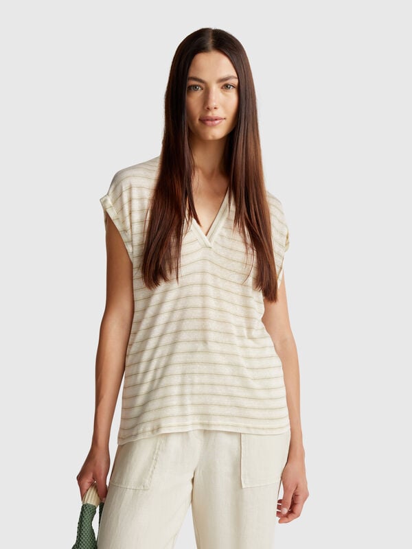 Striped t-shirt in linen blend Women