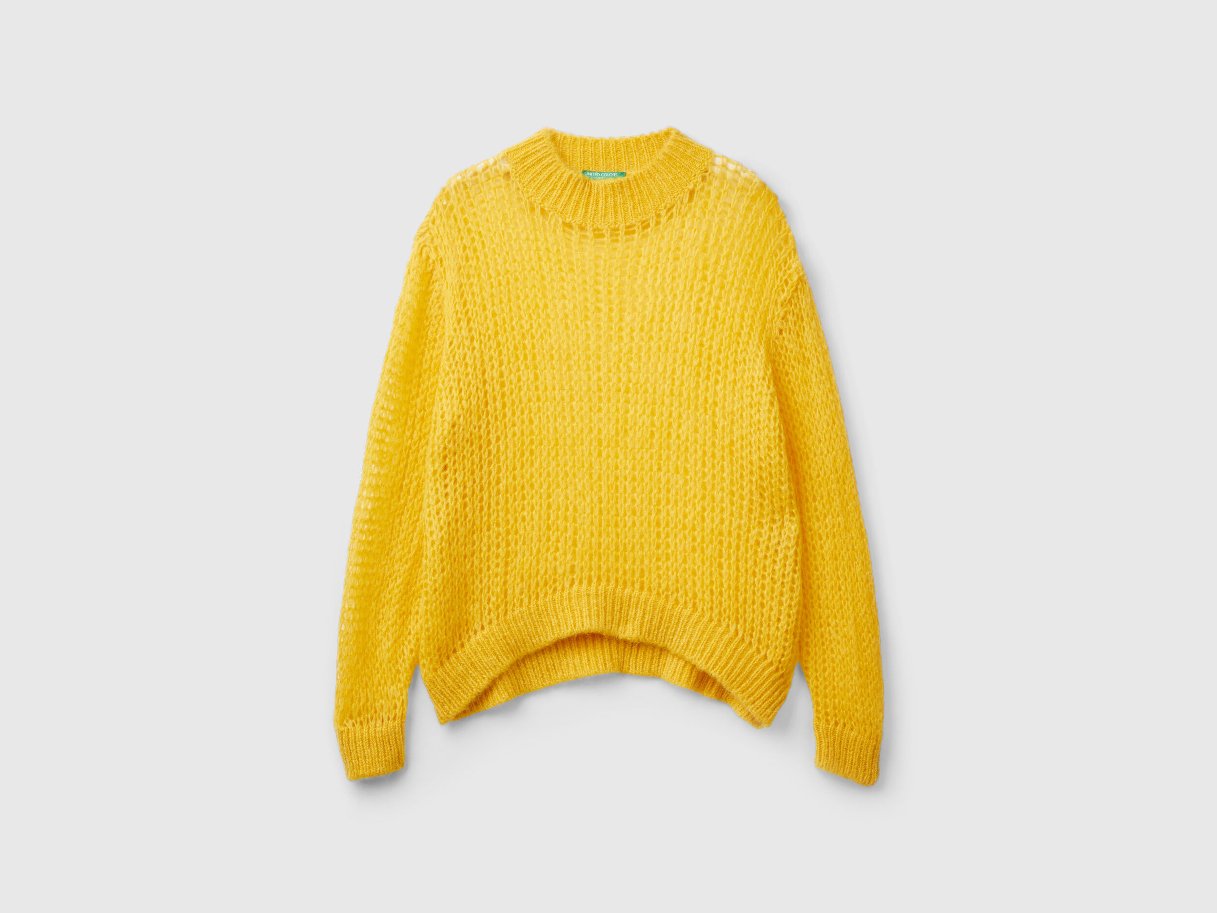 Turtleneck sweater in mohair blend - Yellow | Benetton
