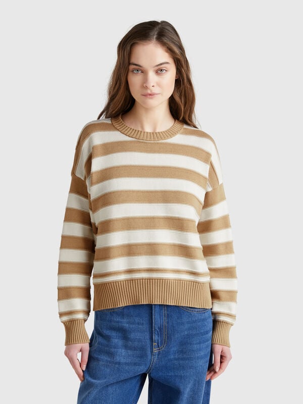 Striped sweater in tricot cotton Women