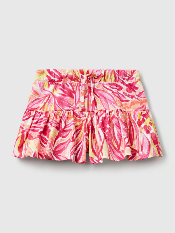 Pink shorts with tropical print Junior Girl