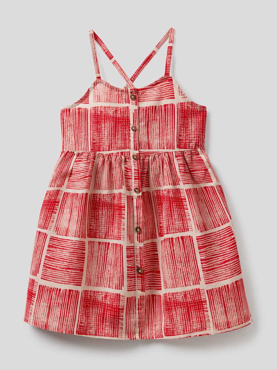 Printed dress in cotton linen blend image number null