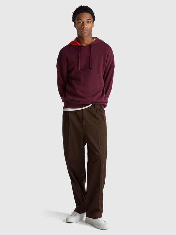 Hooded relaxed fit sweater Men