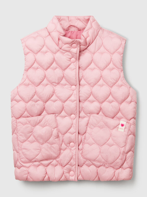 Padded vest with heart-shaped quilting Junior Girl