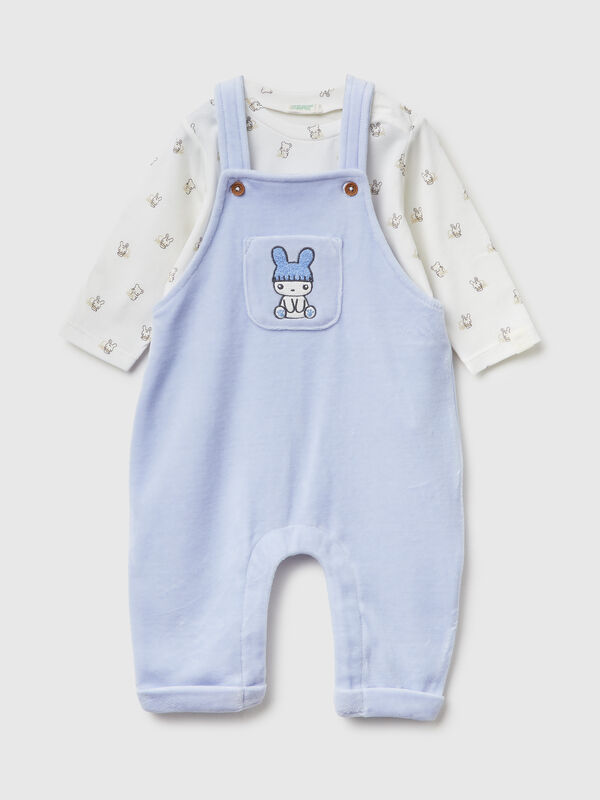 T-shirt and dungarees set in cotton New Born (0-18 months)