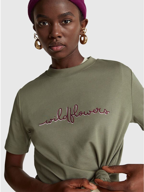 T-shirt with print and embroidery Women