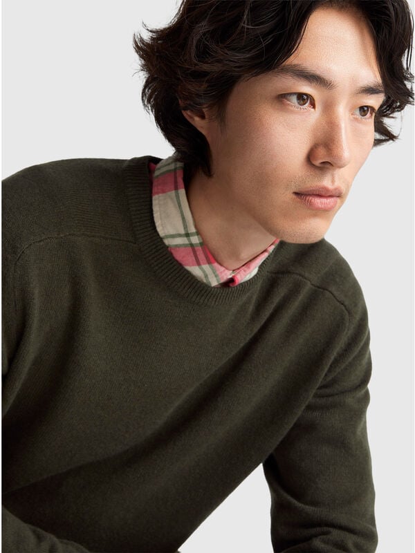Crew neck sweater in pure Merino wool Men