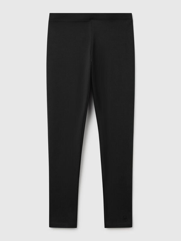 Stretch cotton leggings with logo Junior Girl