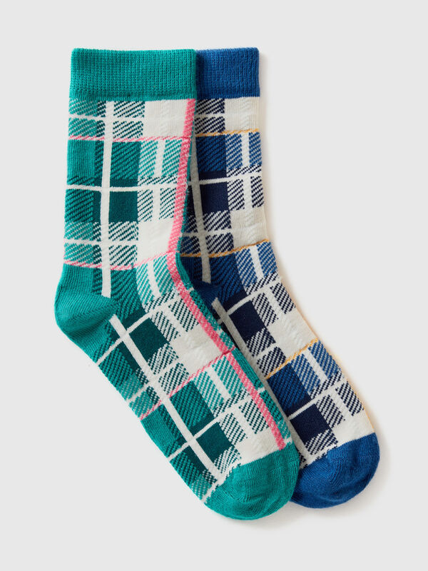 Two pairs of tartan socks Junior Boy