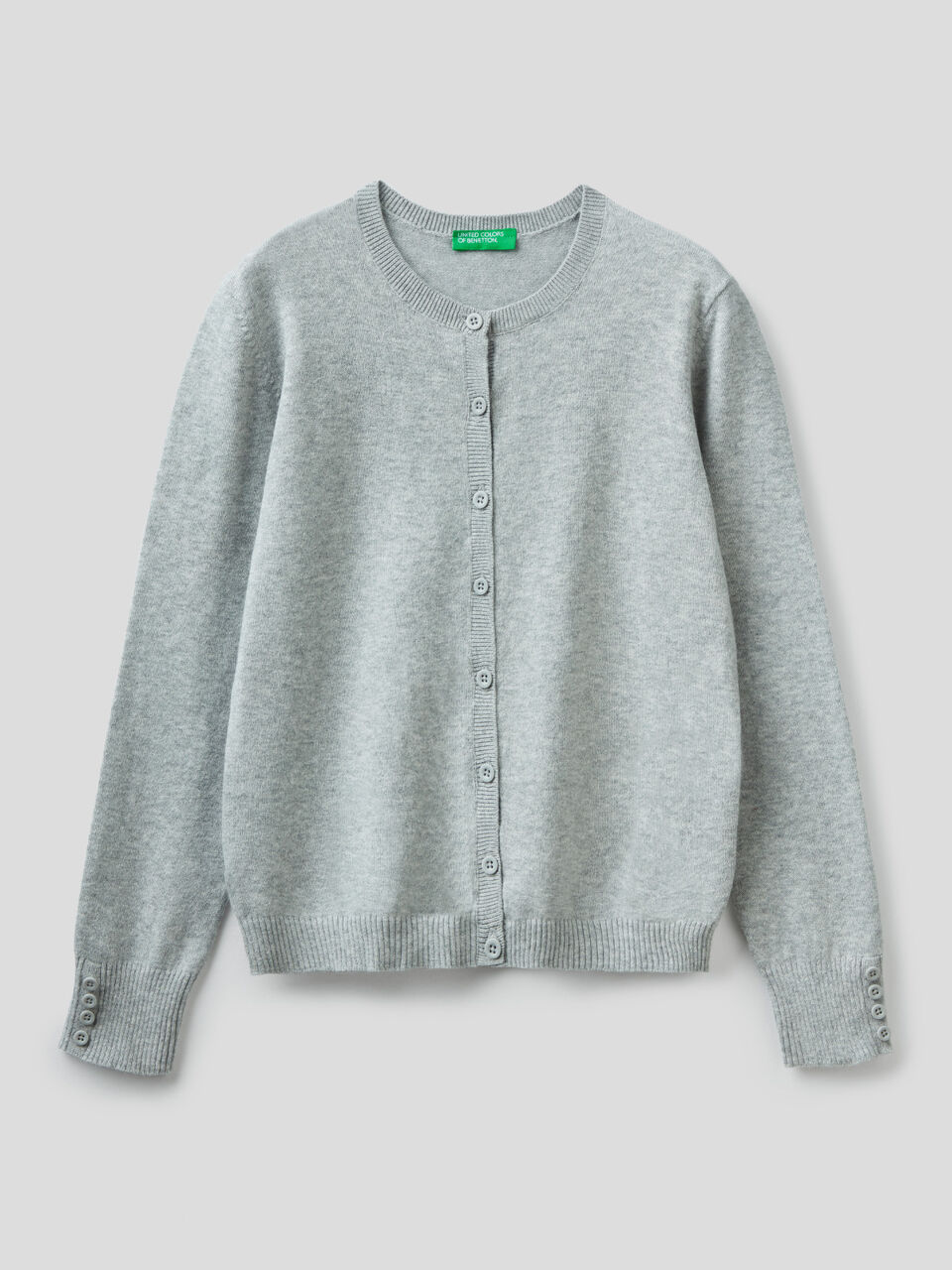 Cotton blend crew neck cardigan image number 1