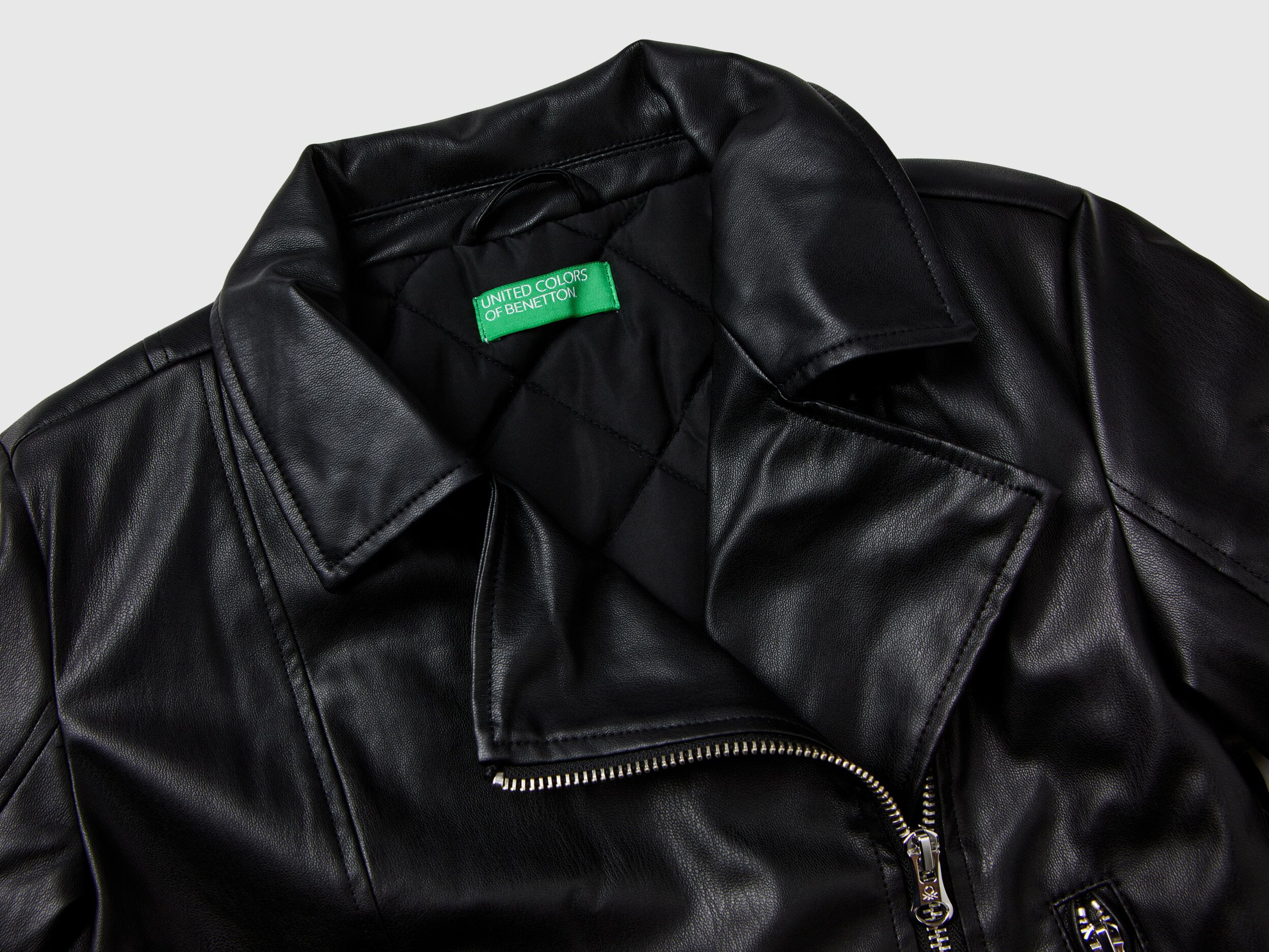 Biker jacket in imitation leather Black Benetton