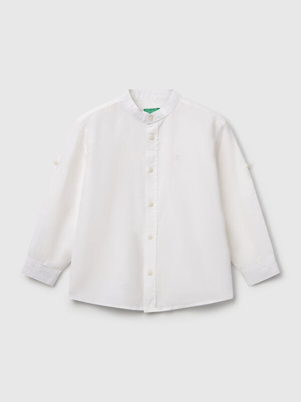 Mandarin collar shirt in linen blend Junior Boy