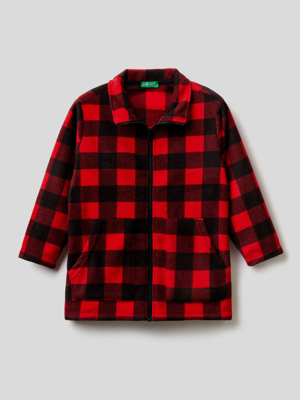 Check print fleece robe image number 1