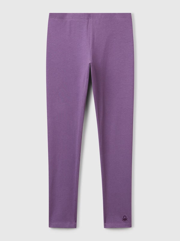 Stretch cotton leggings with logo Junior Girl