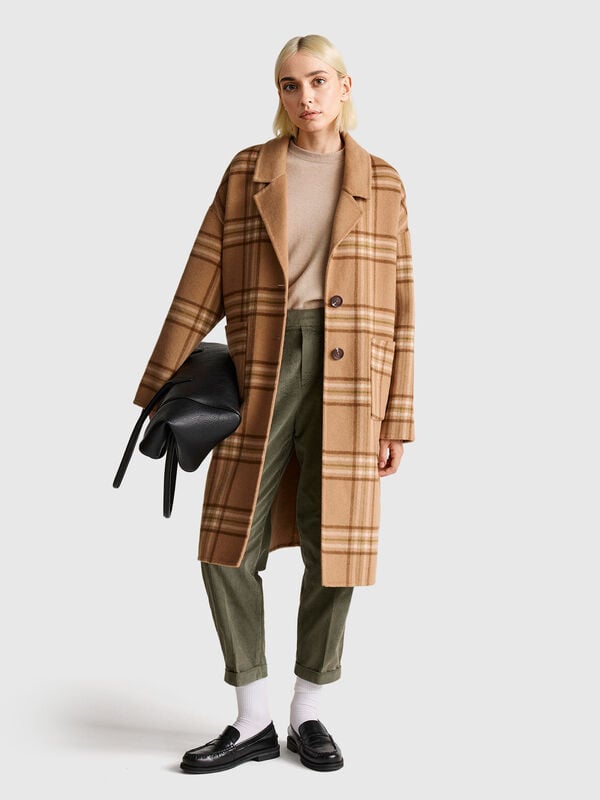 Reversible wool blend coat Women