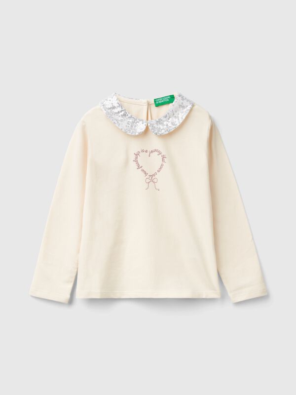 T-shirt with sequin collar Junior Girl