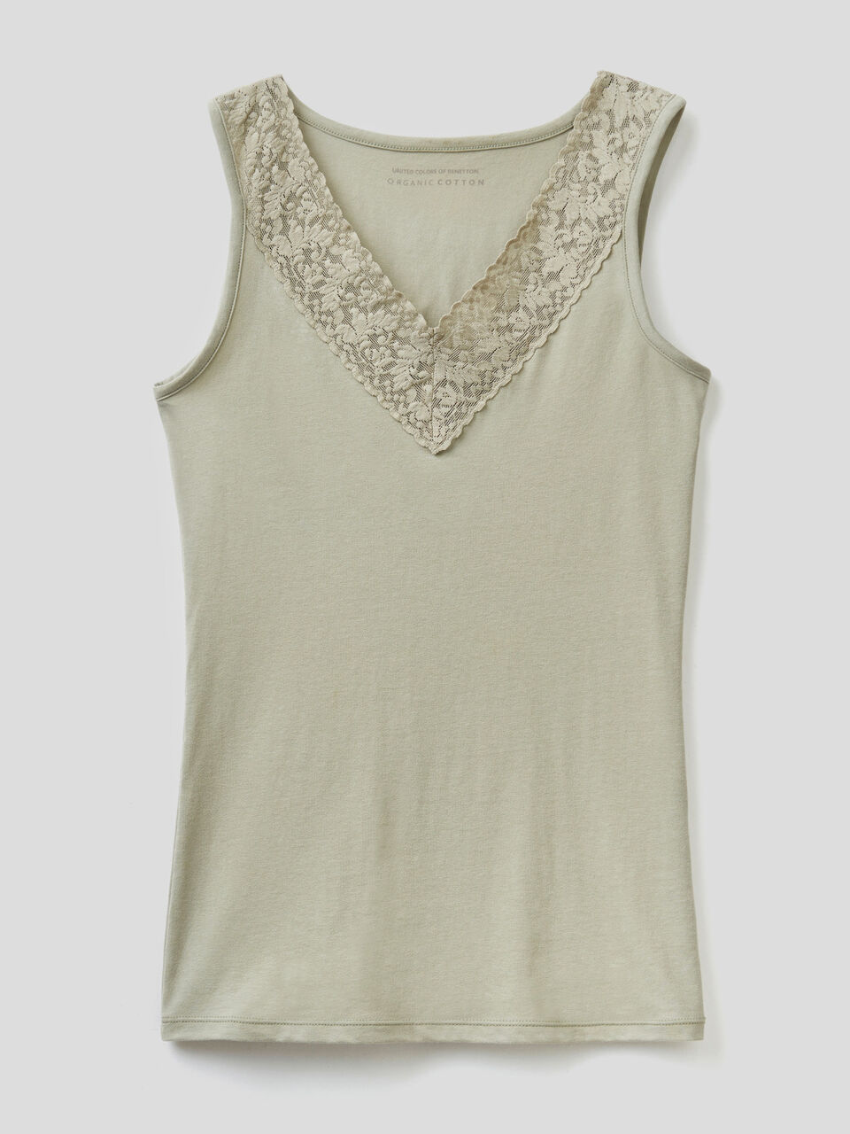 Super stretch tank top with lace image number 1