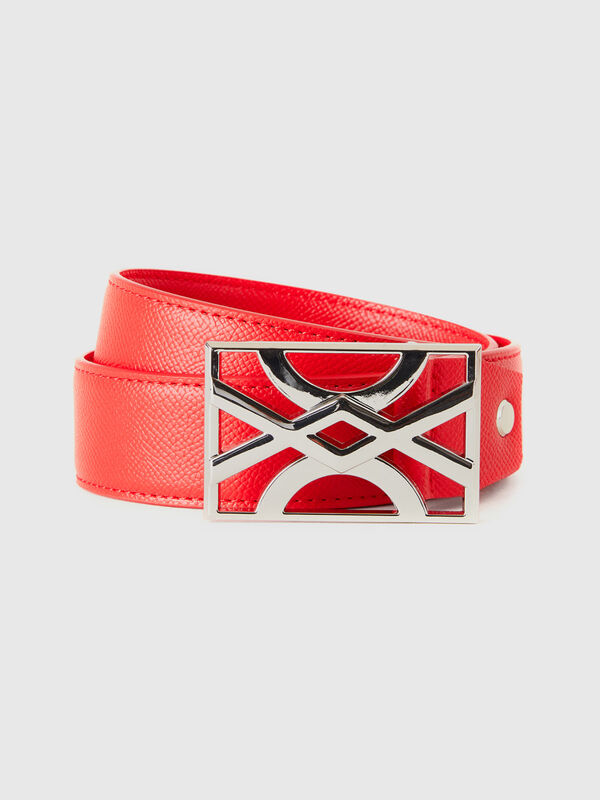 Red belt with logoed buckle Women