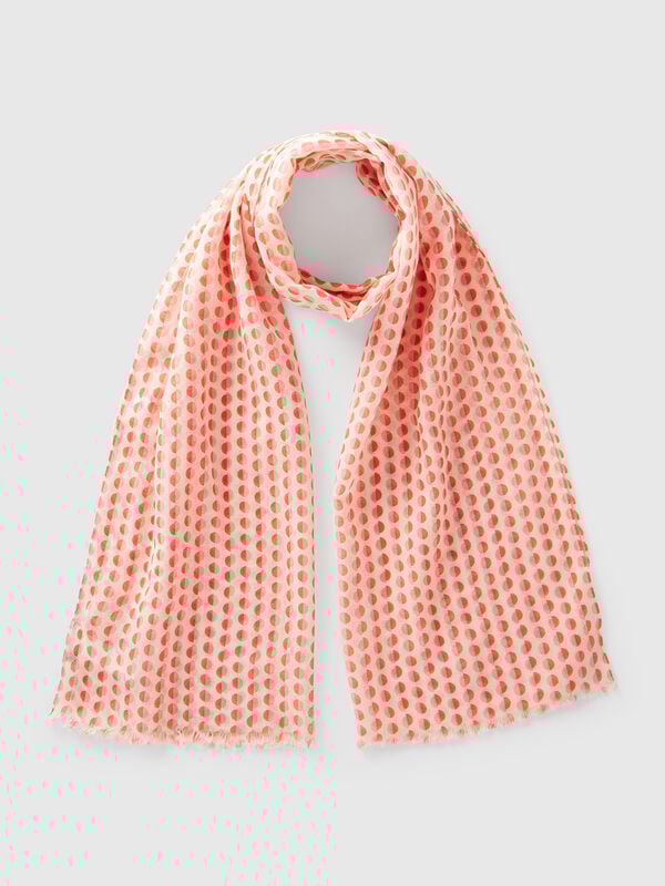 Pink and red polka dot scarf Women