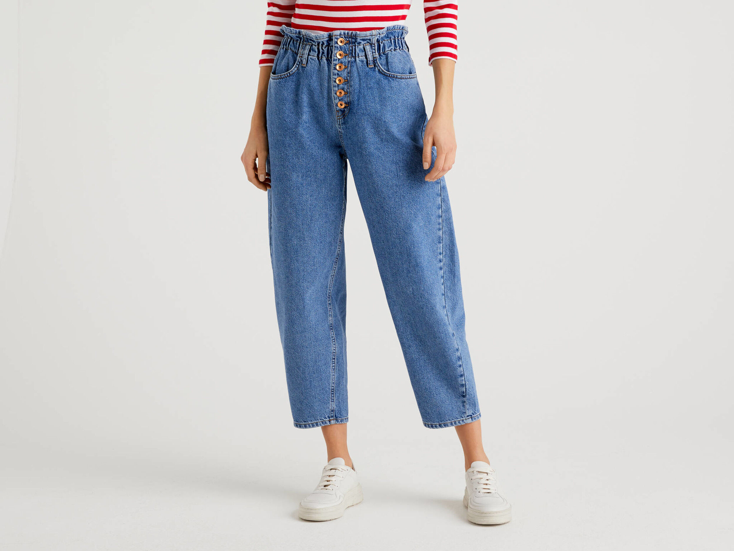 Paper bag jeans Sky Blue Benetton