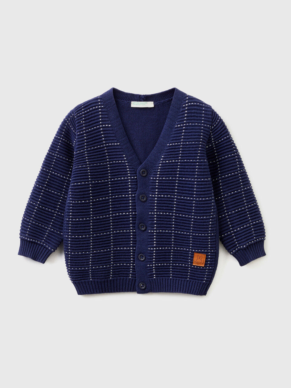 Cardigan with checked inlay