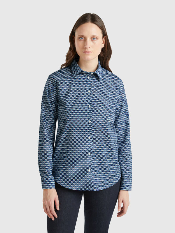 Patterned blue shirt Women